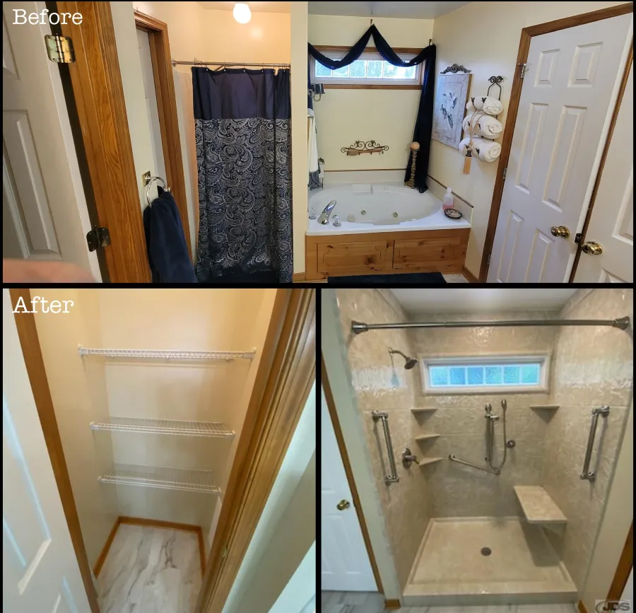 JDS Bath garden tub to walk in shower conversion closet upgrade chester va