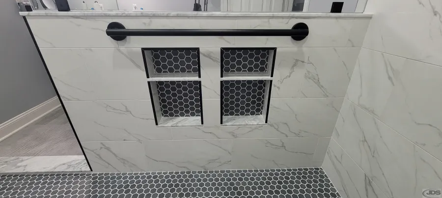 JDSBath VA grant veteran bathroom remodel double tile niche grab bar glen allen va
