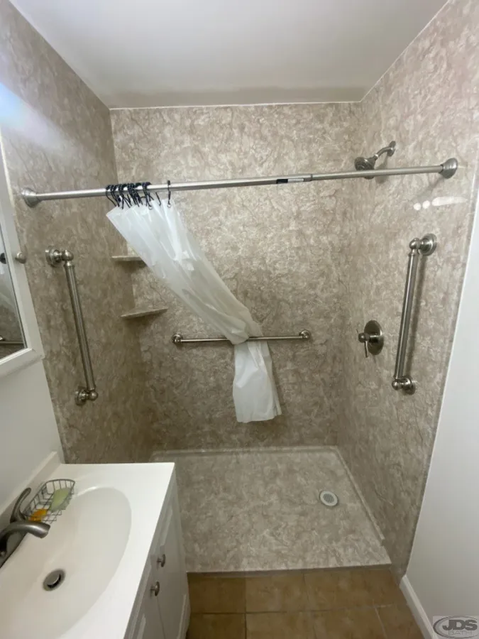 JDSBath acrylic low entry walk in shower white vanity petersburg va