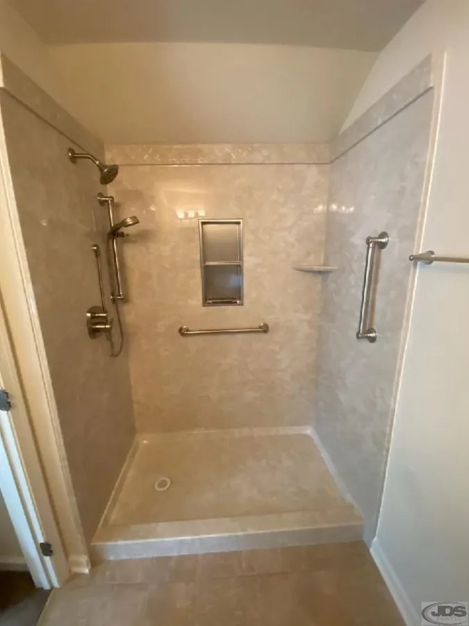 JDSBath acrylic shower niche hand held showerhead and sationary shower head chesterfield va