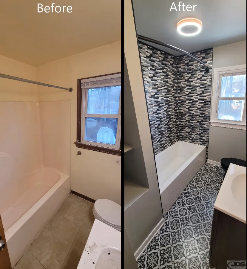 JDSBath bathroom remodel bathtub replacement tile surround acrylic bathtub chester va