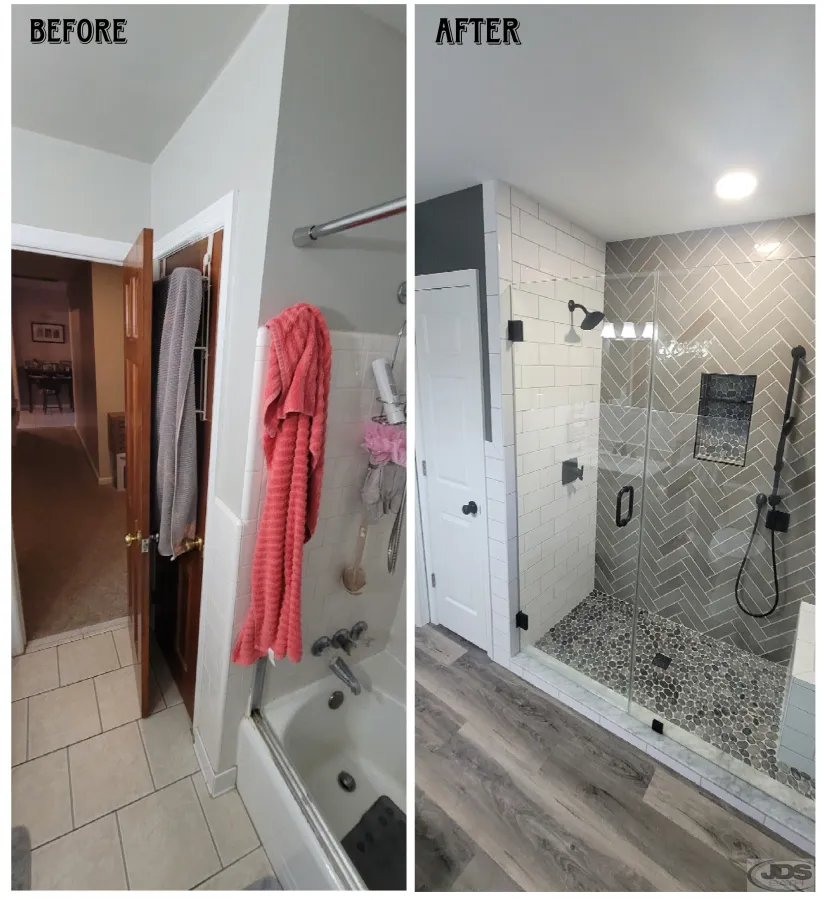 JDSBath bathroom remodel bathtub to shower conversion tile closet petersburg va
