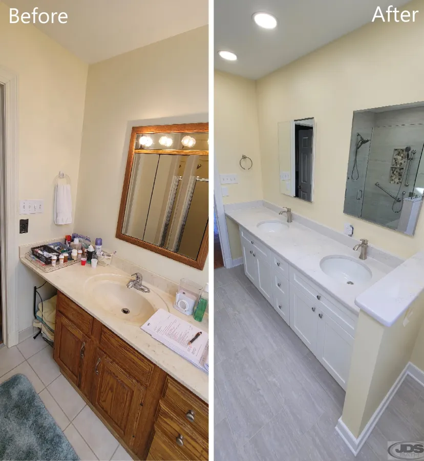 JDSBath bathroom remodel double vanity mirror henrico va