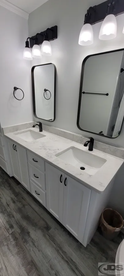 JDSBath bathroom remodel double vanity mirror sink lighting henrico va