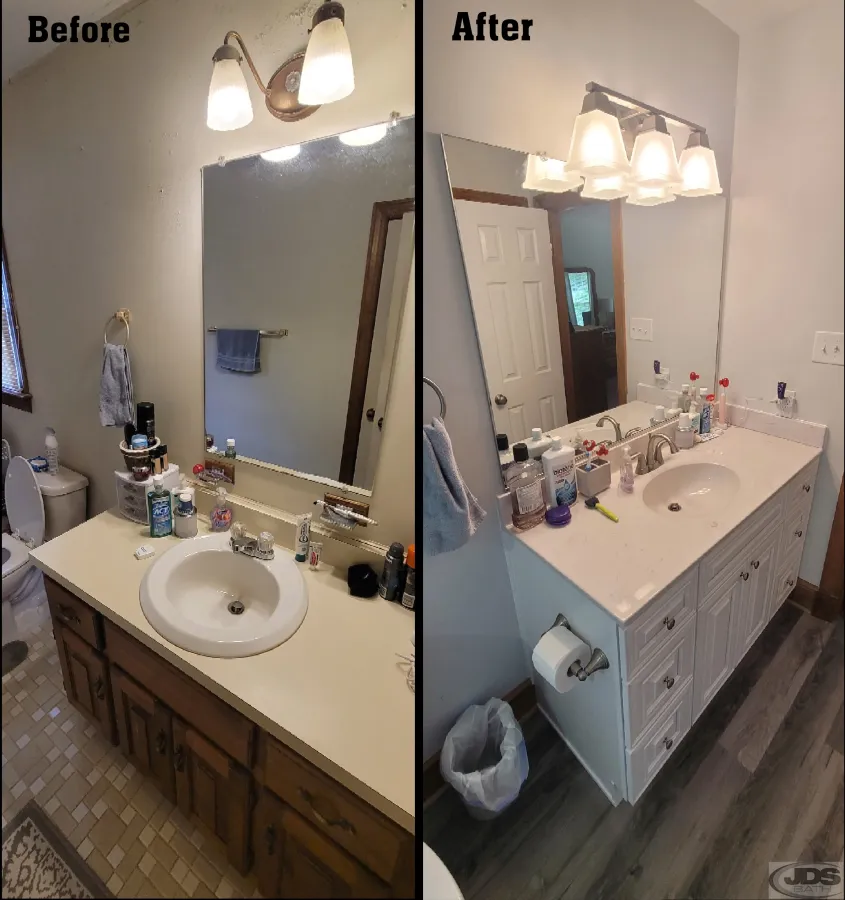 JDSBath bathroom remodel new vanity mirror floor chester va