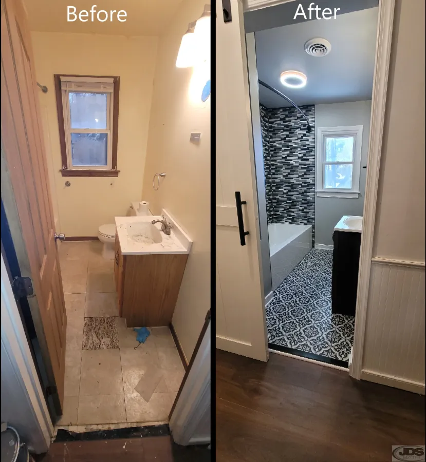 JDSBath bathroom remodel rolling barn door bathroom door chester va