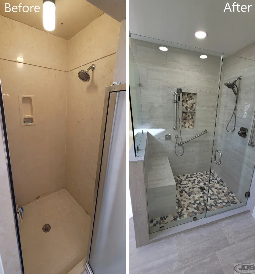 JDSBath bathroom remodel shower enlargement tile henrioc va