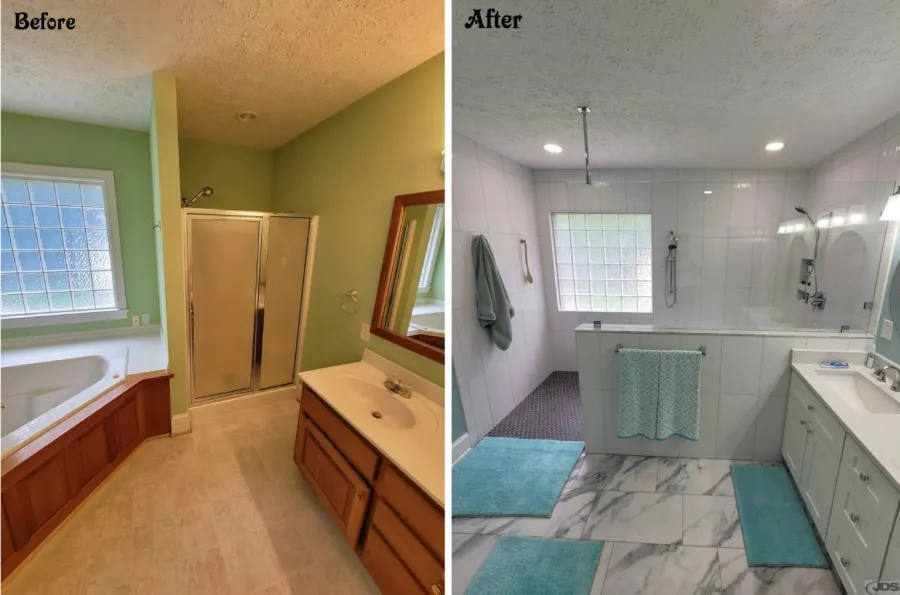 JDSBath before and after complete bathroom remodel mechanicsville va tub and shower to large tile shower