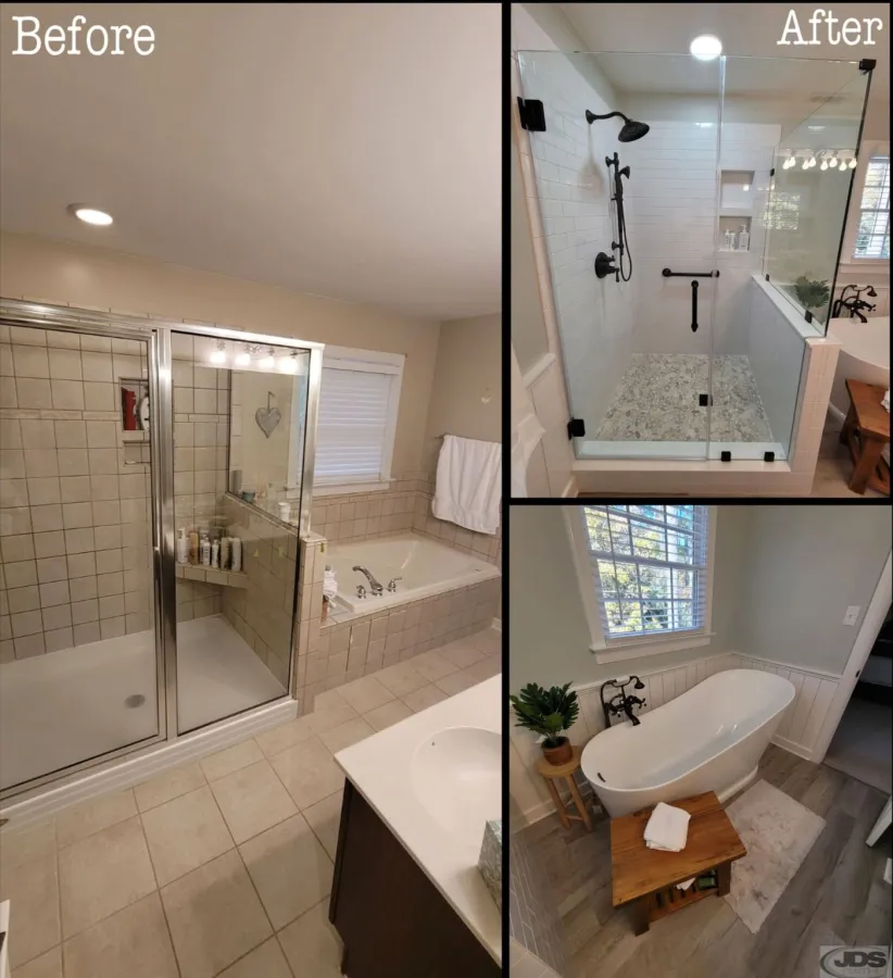 JDSBath before and after complete bathroom remodel richmond va tile shower soaking bathtub