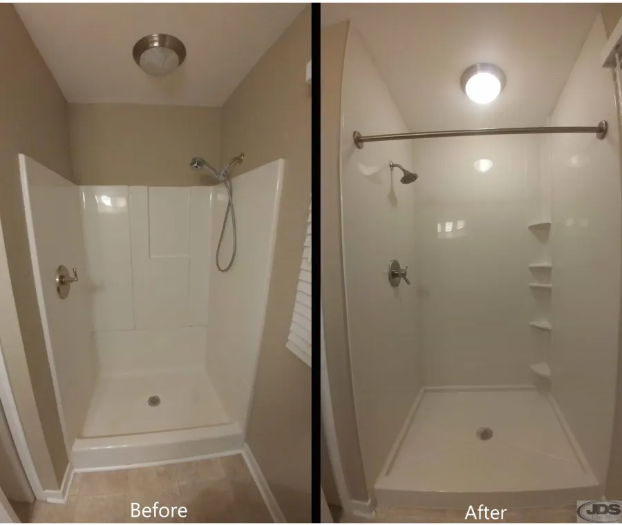 JDSBath before and after fiberglass to acrylic shower replacement midlothian va
