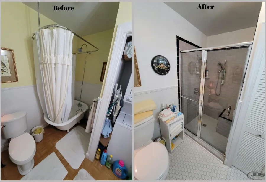 JDSBath before and after old bathtub to tile walk in shower richmond va