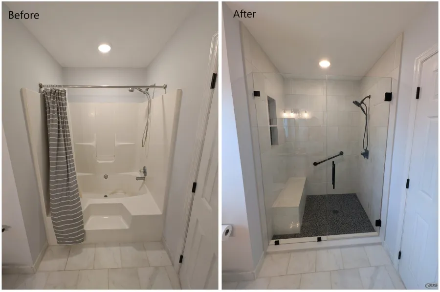 JDSBath before and after tub to shower conversion chester va