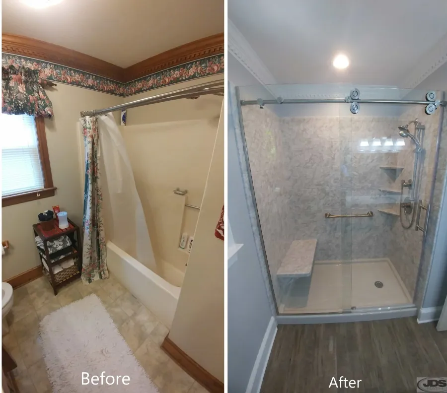 JDSBath before and after tub to shower conversion dewitt va