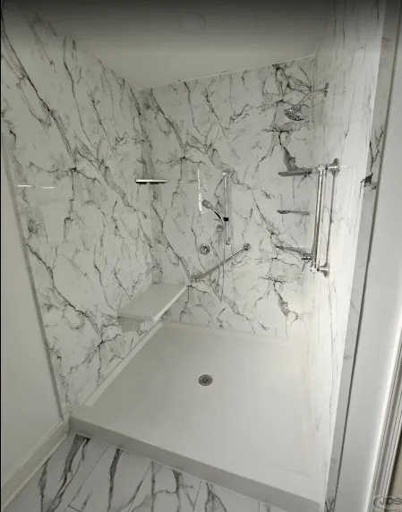 JDSBath extra large acrylic walk in shower mounted bench grab bars matching hardware centeral va