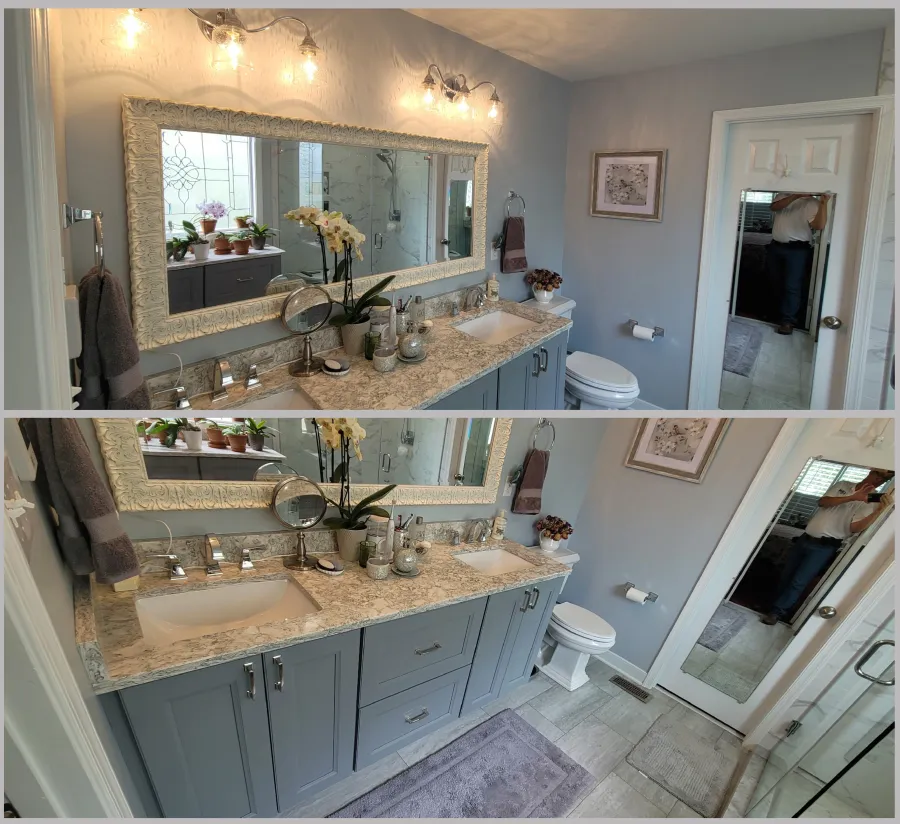 JDSBath french provincial bathroom remodel mirror vanity lighting henrico va
