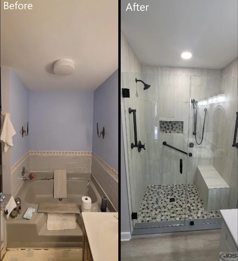 JDSBath master bathroom remodel garden tub to tile shower conversion centeral va