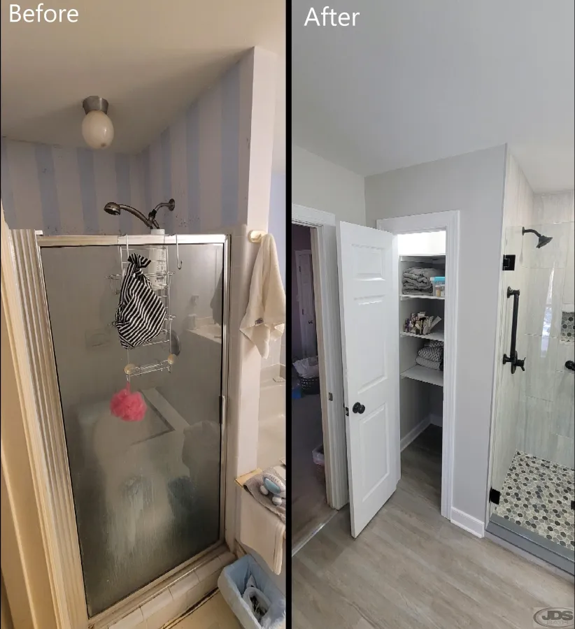 JDSBath master bathroom remodel small shower converted to bathroom closet centeral va