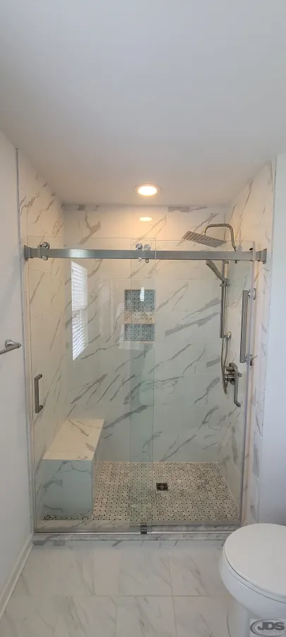 JDSBath new tile shower bench glass semi frameless bypass shower door midlothian va