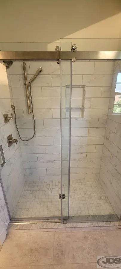 JDSBath tile shower replacement barn door style glass midlothian va