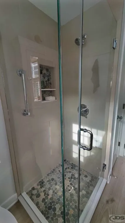 JDSBath tile shower walk in shower glass door panel frameless chesterfield va