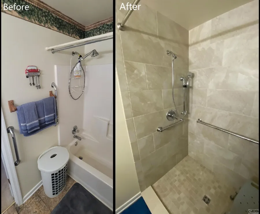 JDSBath tub to shower conversion tile walk in shower church hill va