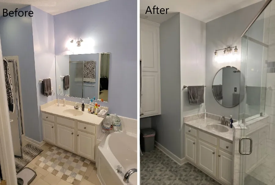 JDSBath vanity replacement bathroom remodel mirror lighting richmond va