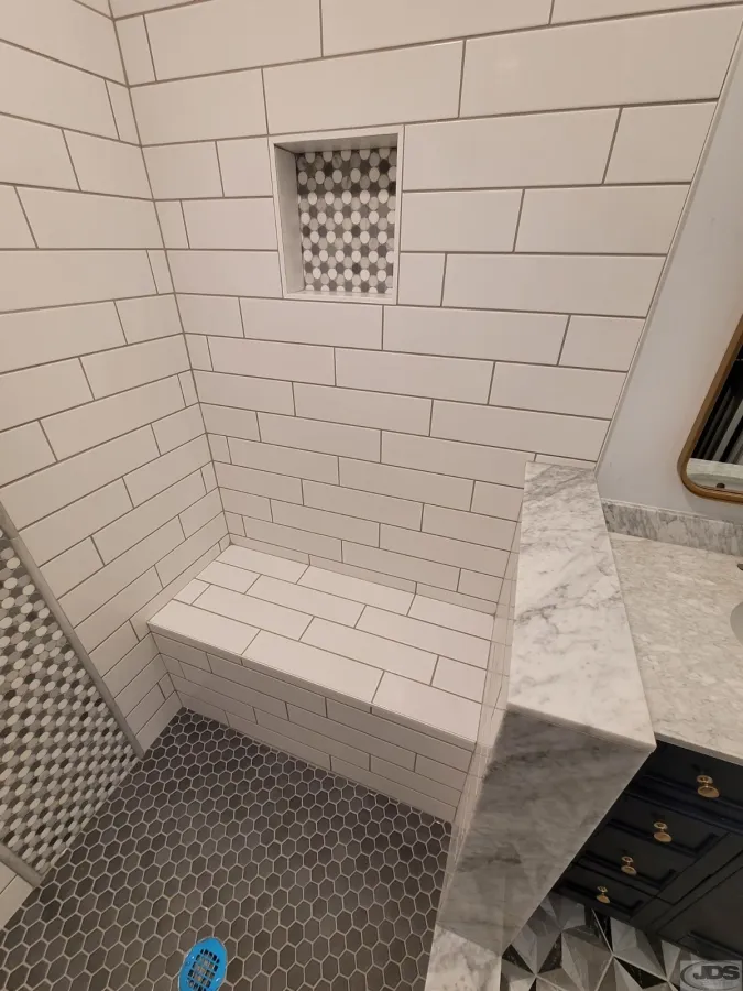 JDS Bath after image of shower seat and wall in Richmond