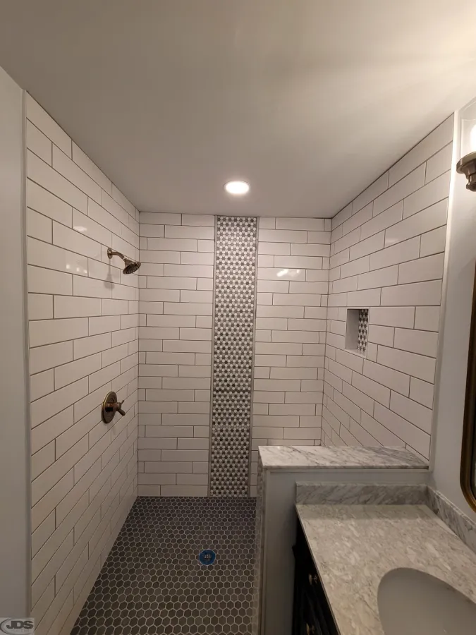 JDS Bath after image of tile and full shower in Richmond