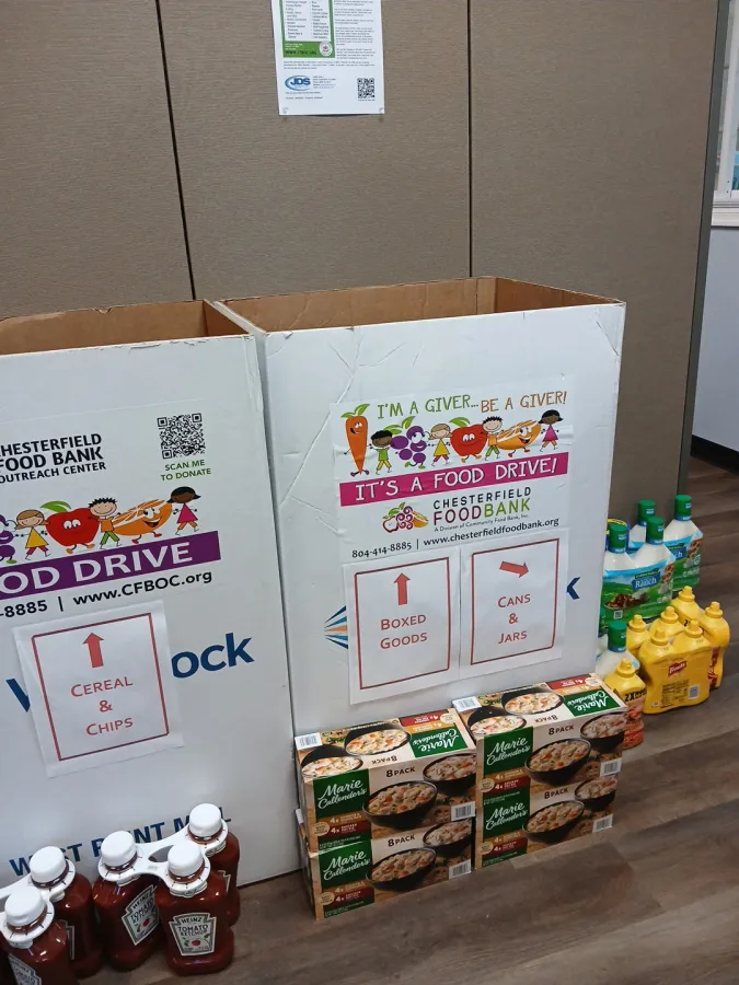 JDS Bath donations for Chesterfield Food Bank Outreach Center winter 2026