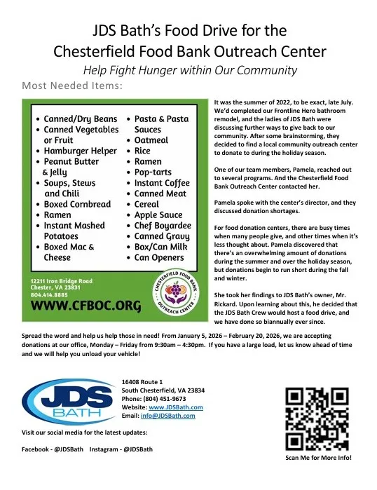 JDS Bath winter 2026 food drive most needed items centeral va