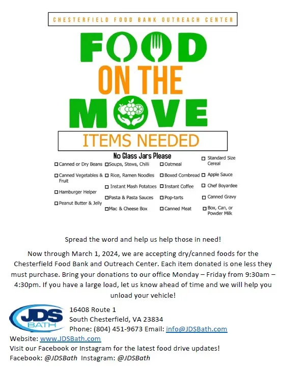JDSBath food drive flyer chesterfield va