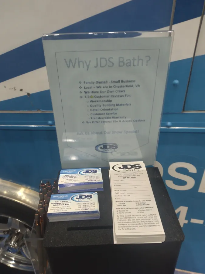 JDSBath information request form drop box mobile showroom richmond home + garden show 2024