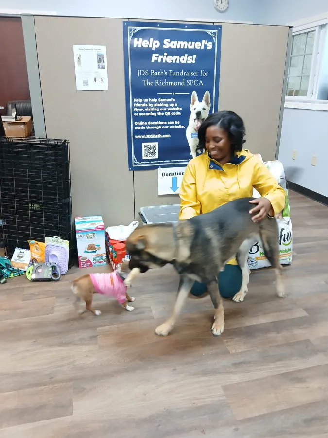JDS Bath eustis with winston at the office pick up centeral va