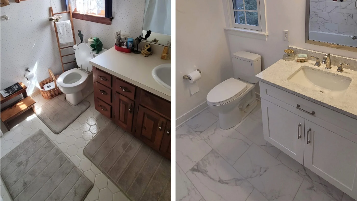 Jdsbath Bathroom Remodel Vanity Marble Mirror Toilet Flooring Richmond Va 1