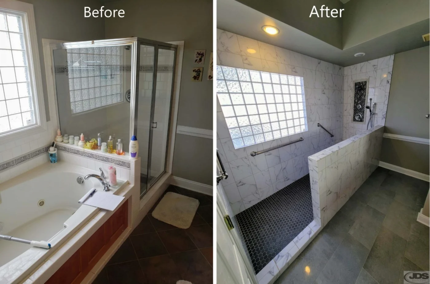 Jdsbath Before And After Bathtub And Shower To Large Tile Walk In Shower Chesterfield Va