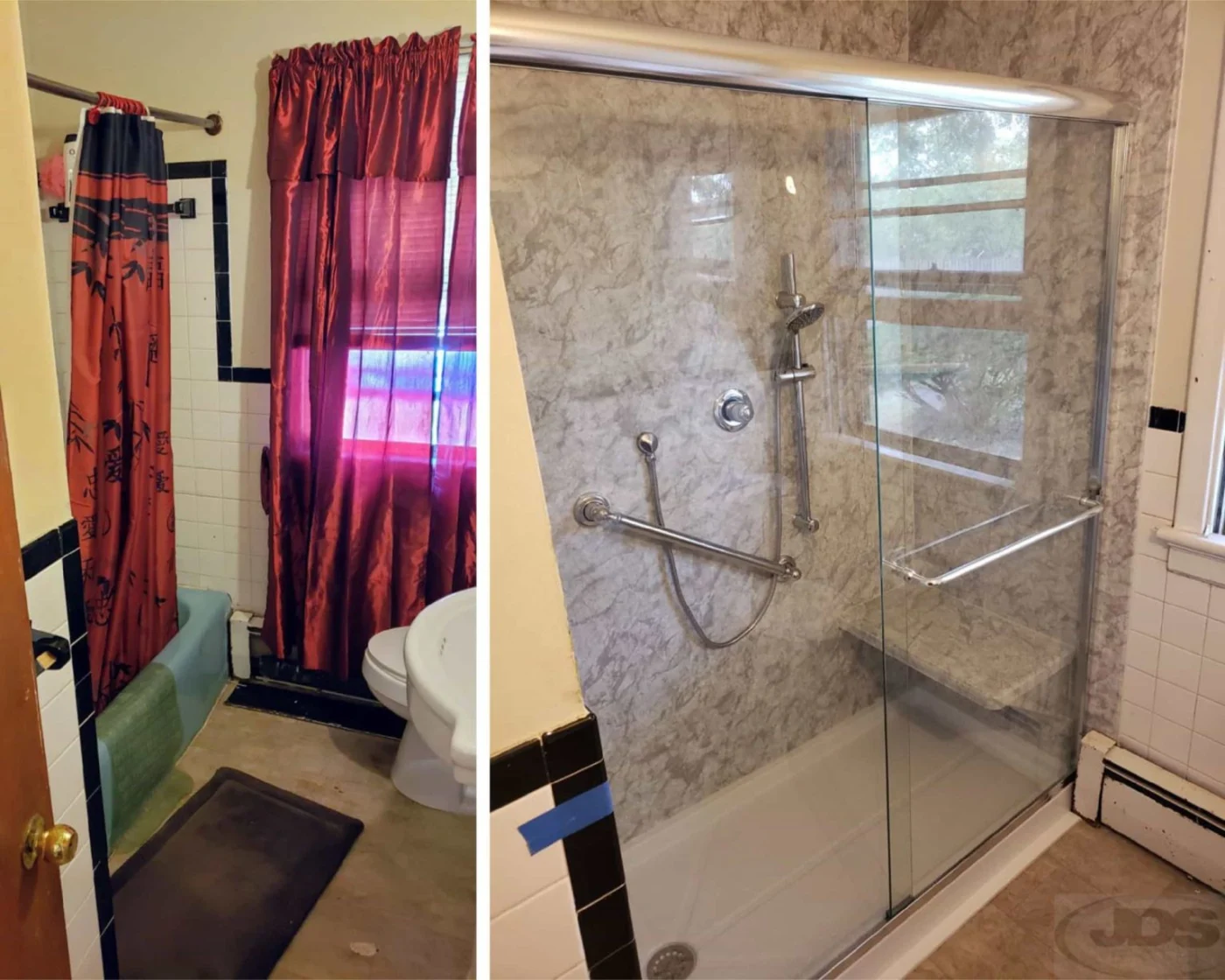 Jdsbath Before And After Bathtub To Shower Conversion Acrylic Bench Glass Semi Frameless Shower Door Chesterfield Va