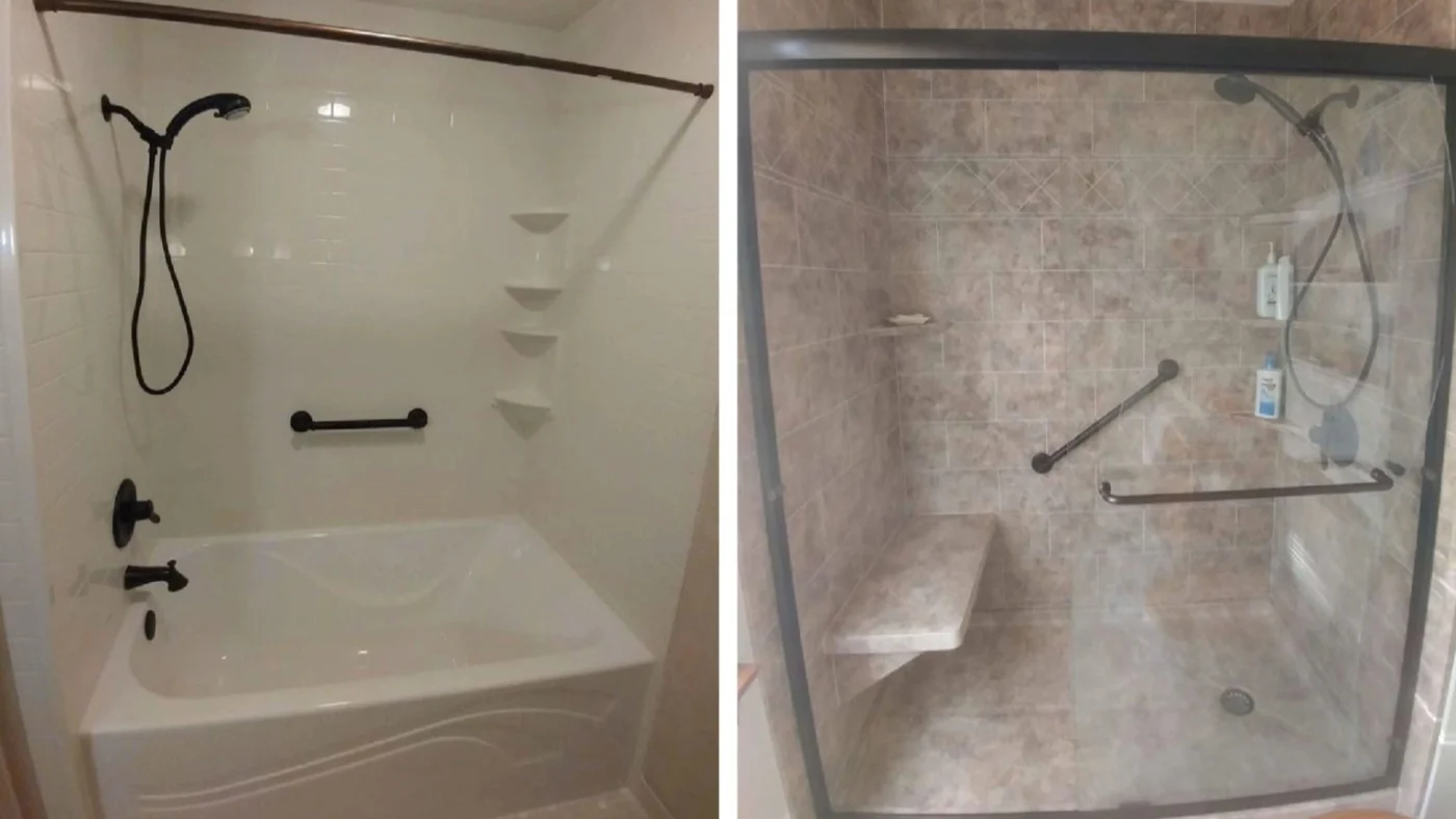 Jdsbath Before And After Bathtub To Walk In Shower Richmond Va Bench Grab Bars Glass Bypass Shower Door