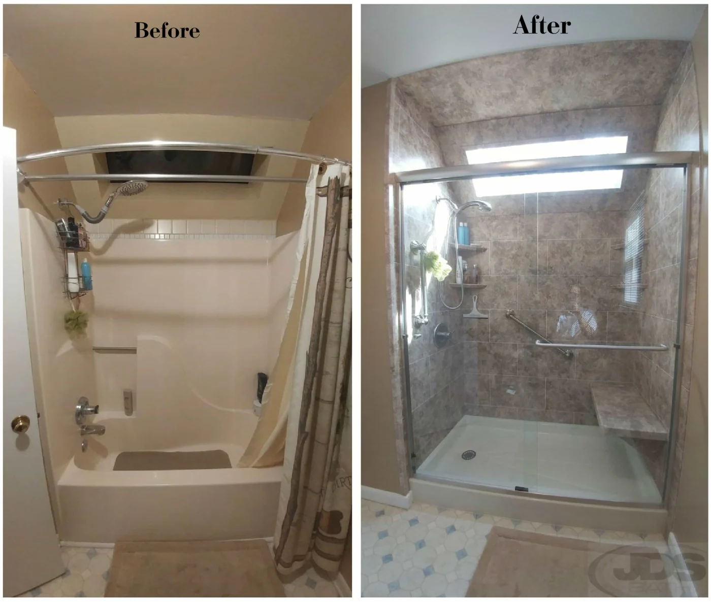 JDSBath-before-and-after-tub-to-shower-conversion-new-acrylic-shower-full-wall-and-ceiling-panel-chesterfield-va-1-image
