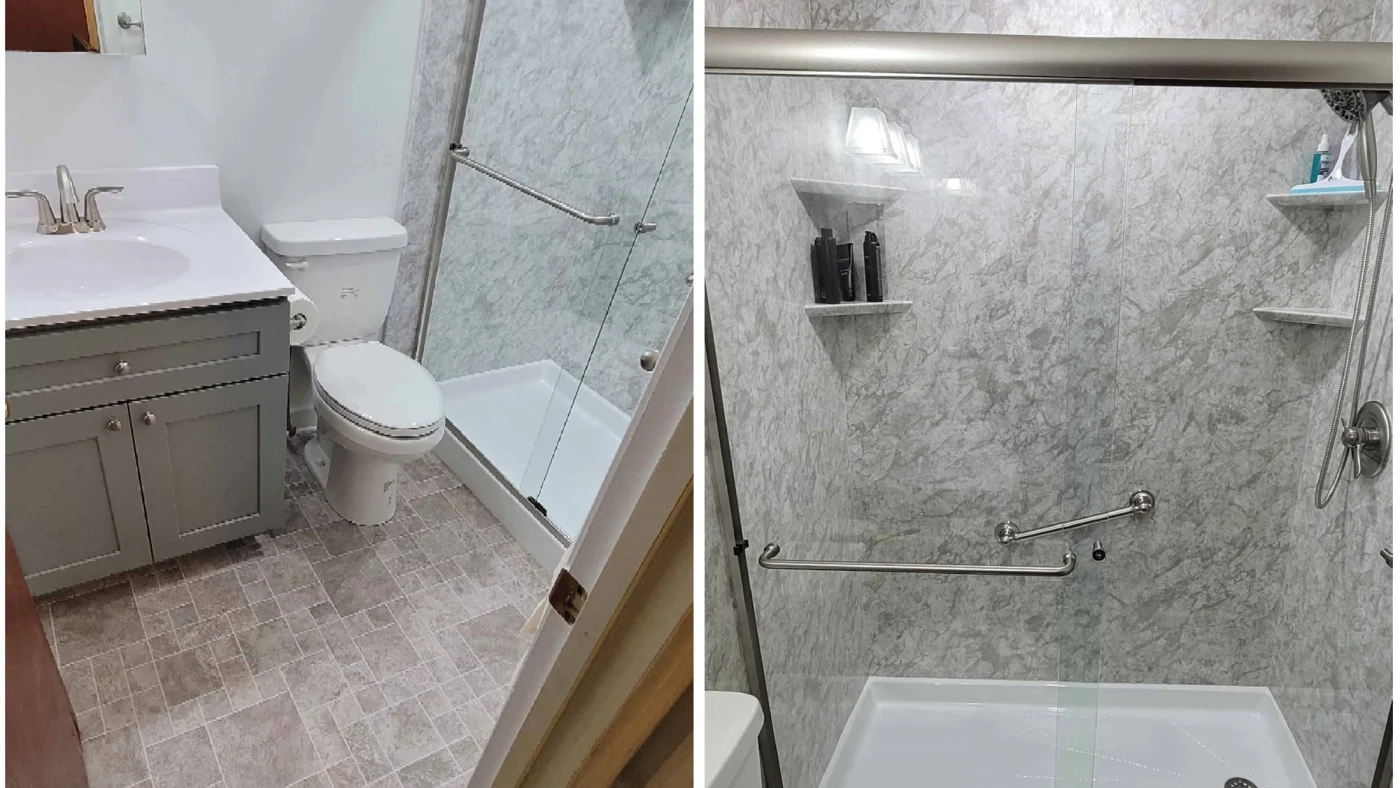 Jdsbath Complete Bathroom Remodel Waterproof Floor Vanity Sink Mirror Acrylic Walk In Shower Semi Frameless Glass Bypass Door Richmond Va