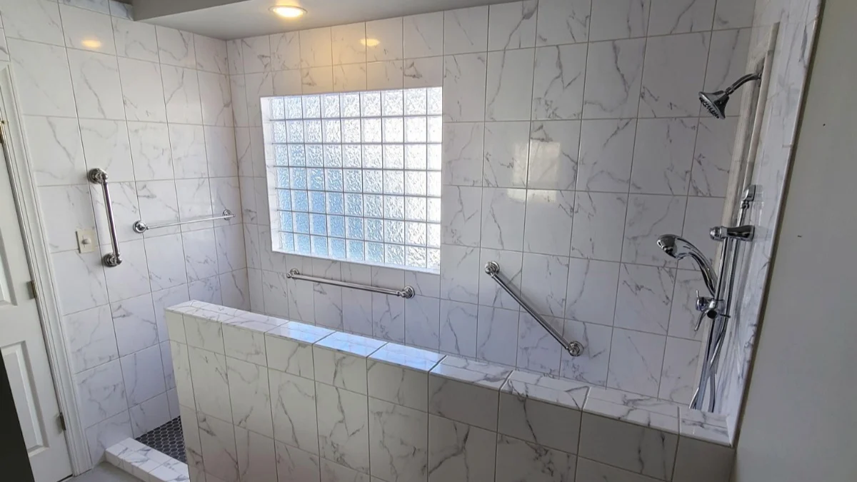 Jdsbath Extra Large Tile Shower With Tile Knee Wall Richmond Va