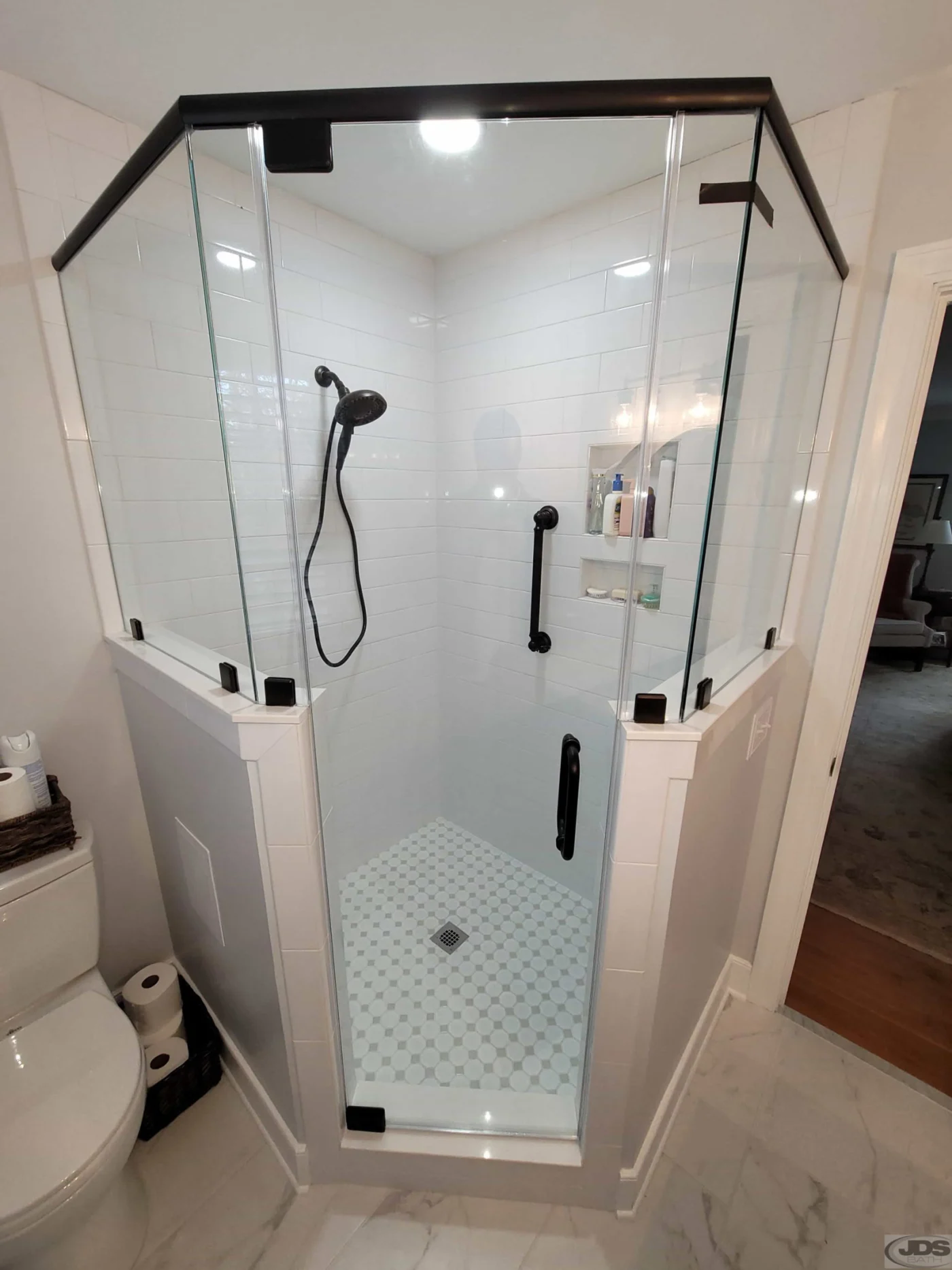 Jdsbath Neo Angle Tile Shower Knee Wall Custom Glass Panel And Door Richmond Va