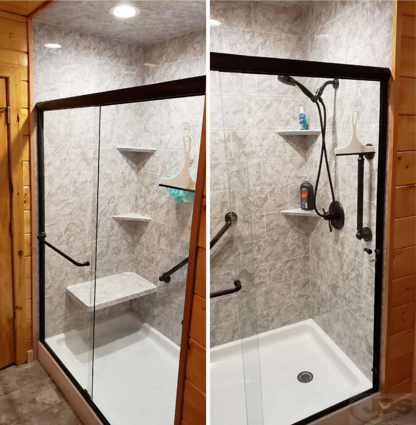 Jdsbath Acrylic Walk In Shower With Glass Bypass Semi Frameless Shower Door Bench Grab Bars Chester Va