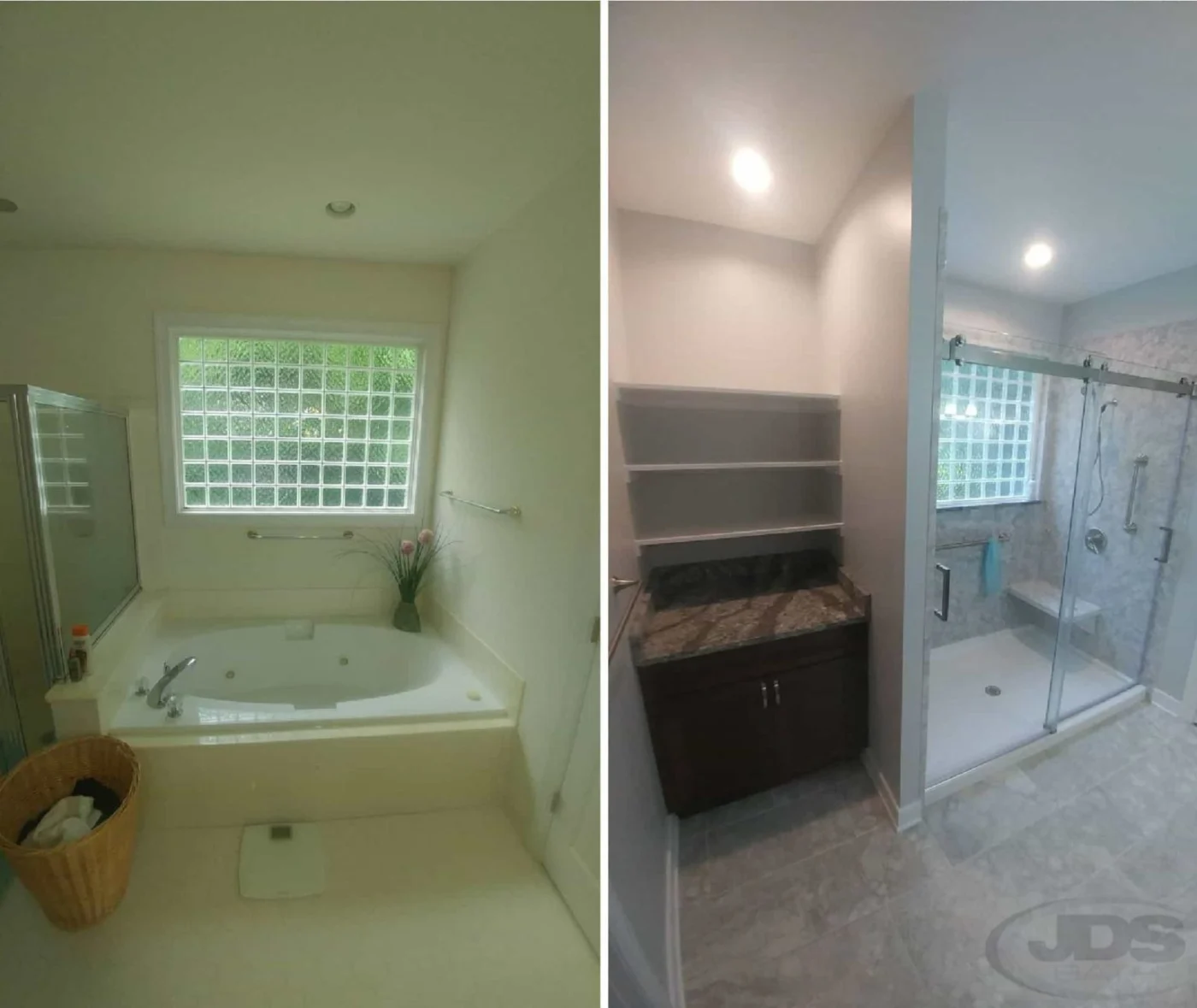 Jdsbath Before And After Bathtub And Shower To Walk In Shower Cabinets Storage Richmond Va