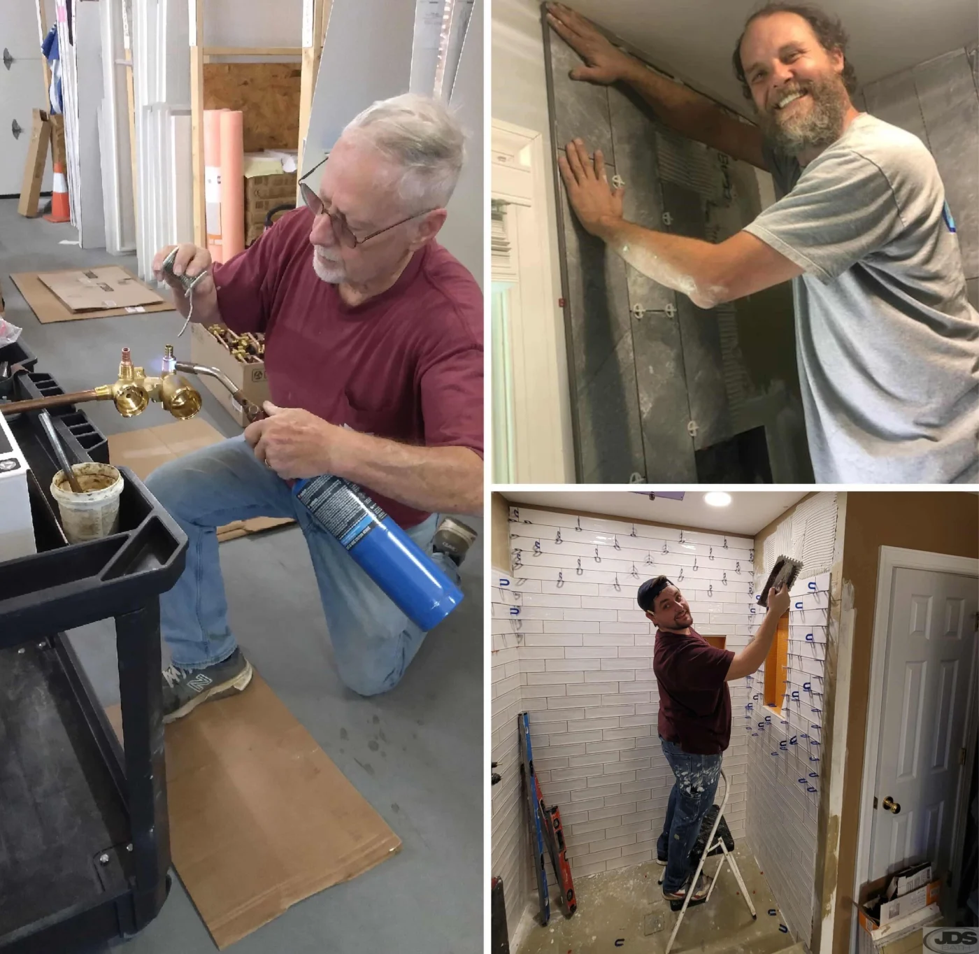 JDS Bath crew members hard at work during a remodeling project