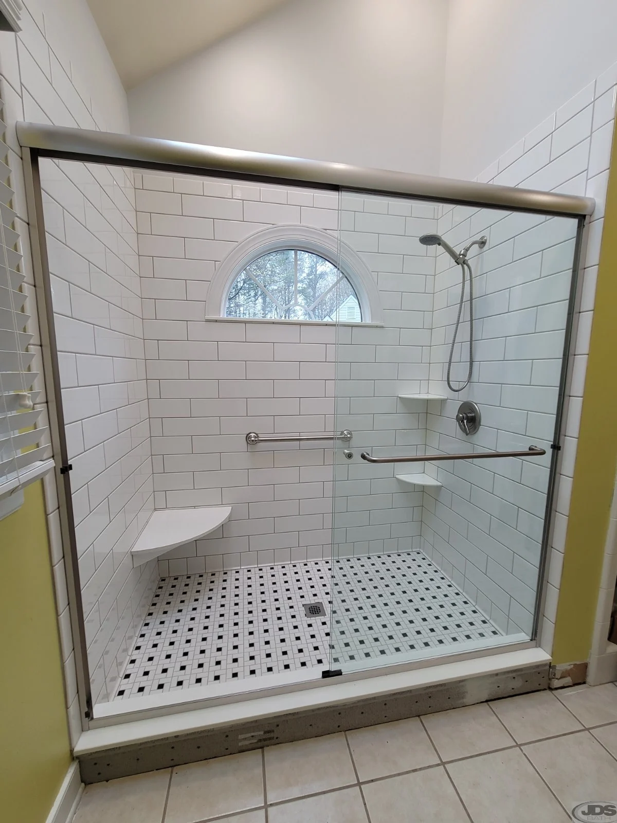 JDS Bath installed a brushed nickle sliding door