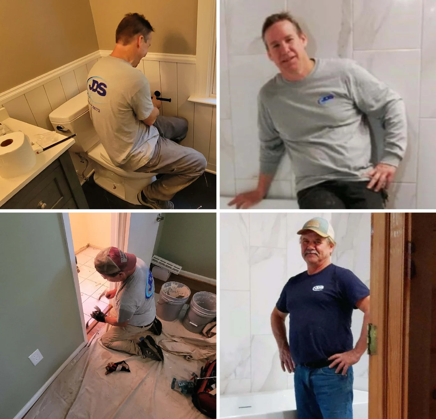 JDS Bath crew members working toward completion for a full remodel