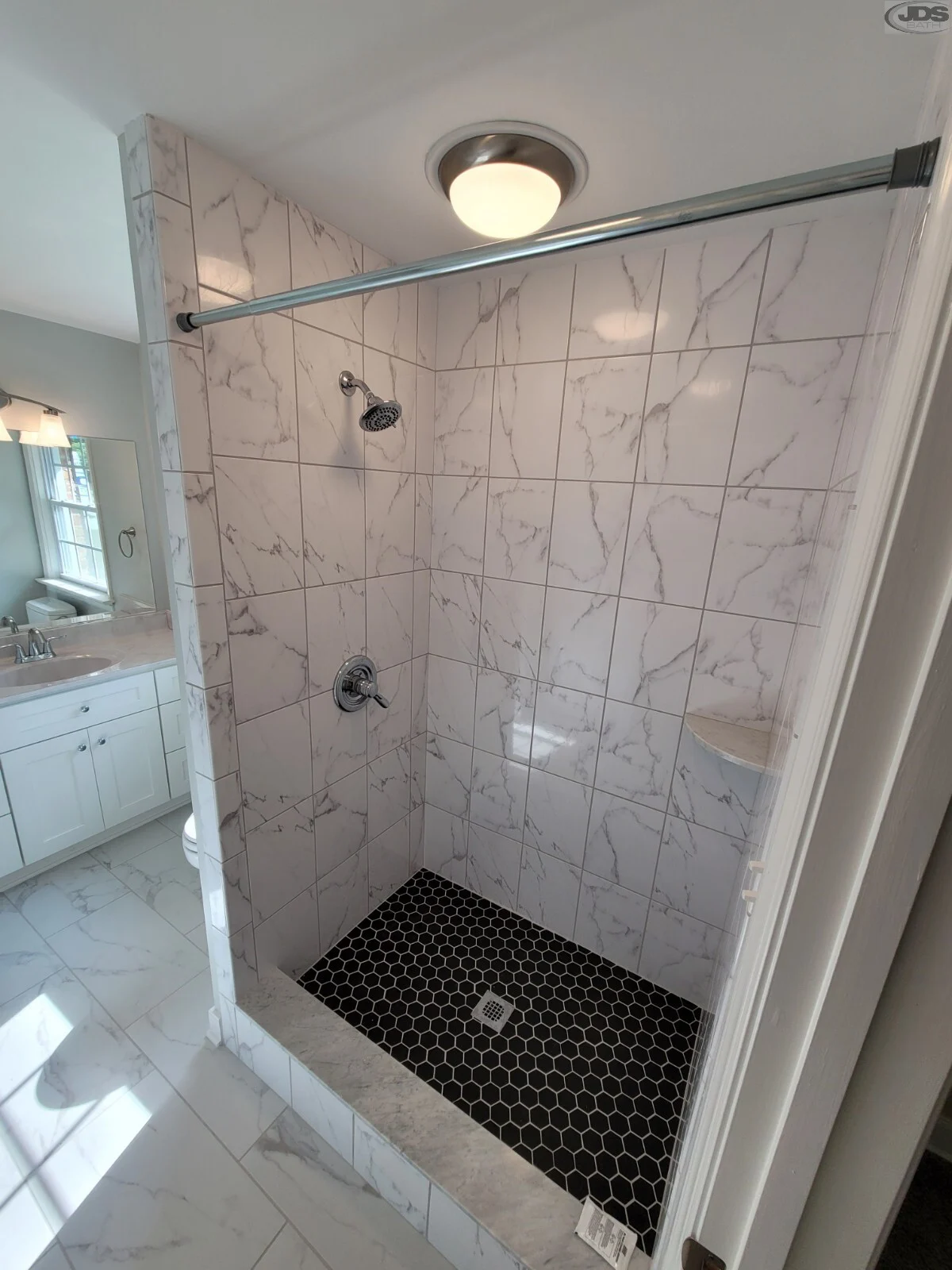 walk -in shower after a full bath remodel