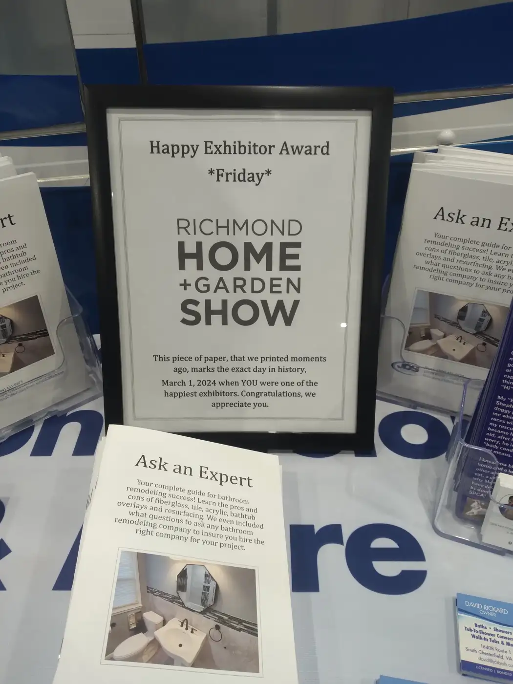 Jdsbath Happy Exhibitor Award Richmond Va