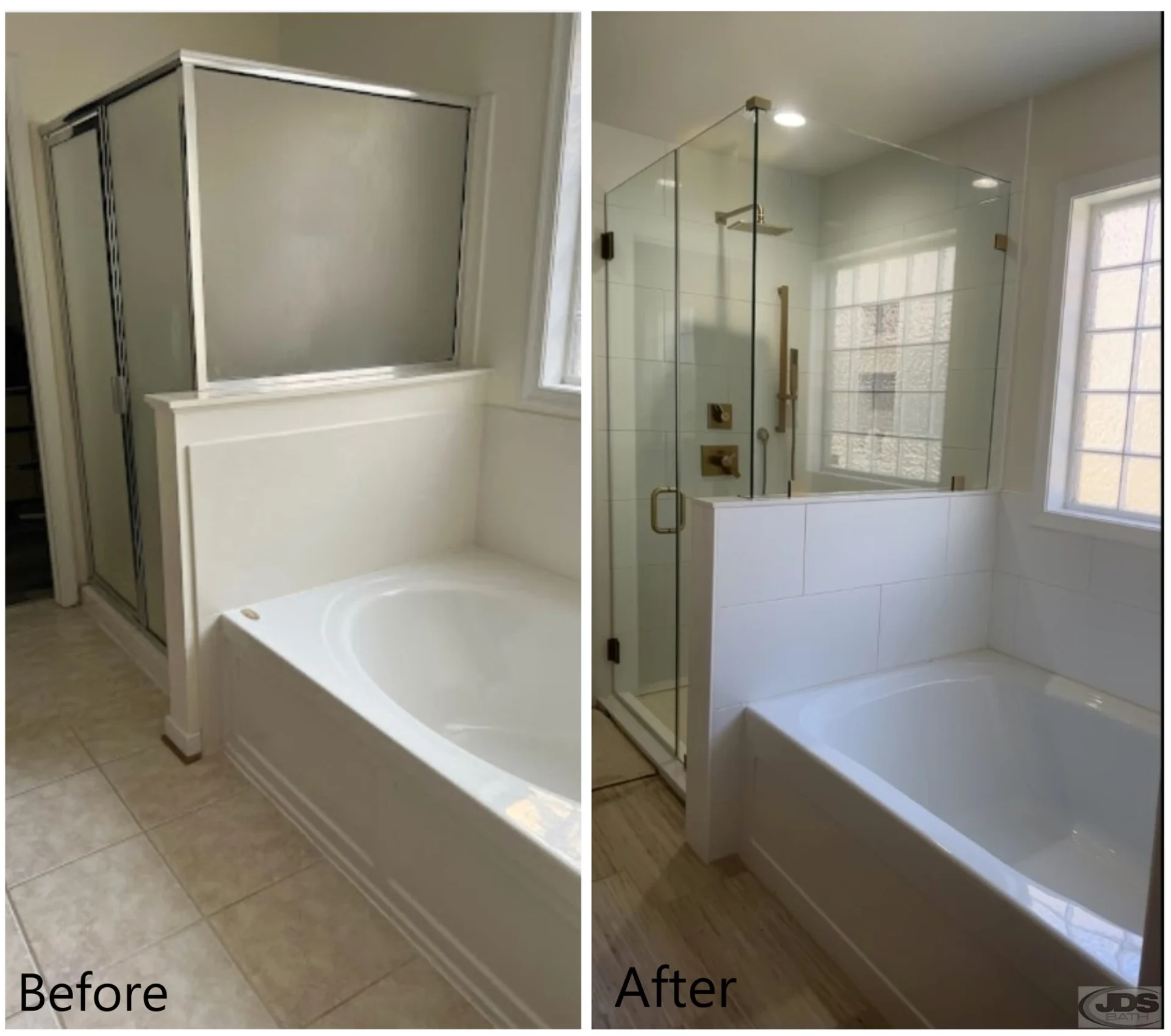 JDS Bath bathroom remodel before and after shower bathtub Henrico, Va