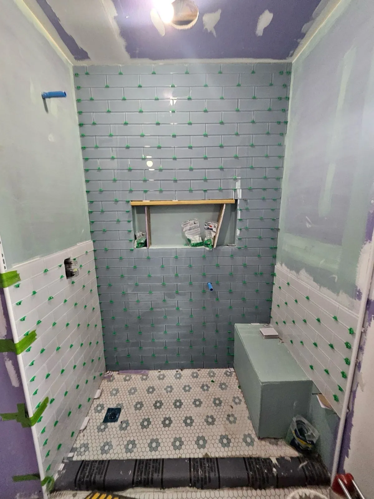 An image of a shower in the middle of being remodeled by JDS Bath in Glen Allen, VA.